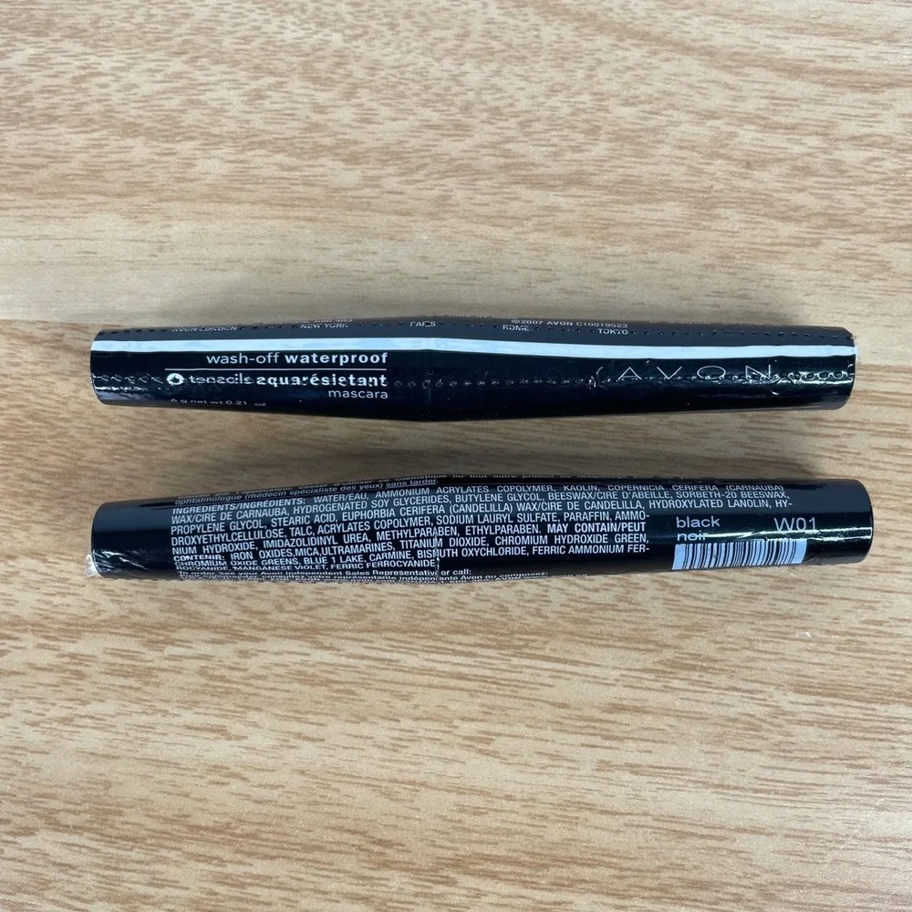 Avon Wash-Off Waterproof Mascara Black Noir 2 Pack NOS Sealed 0.21oz W01